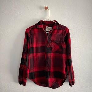 Abercrombie & Fitch Red and Black Plaid Button Down Shirt